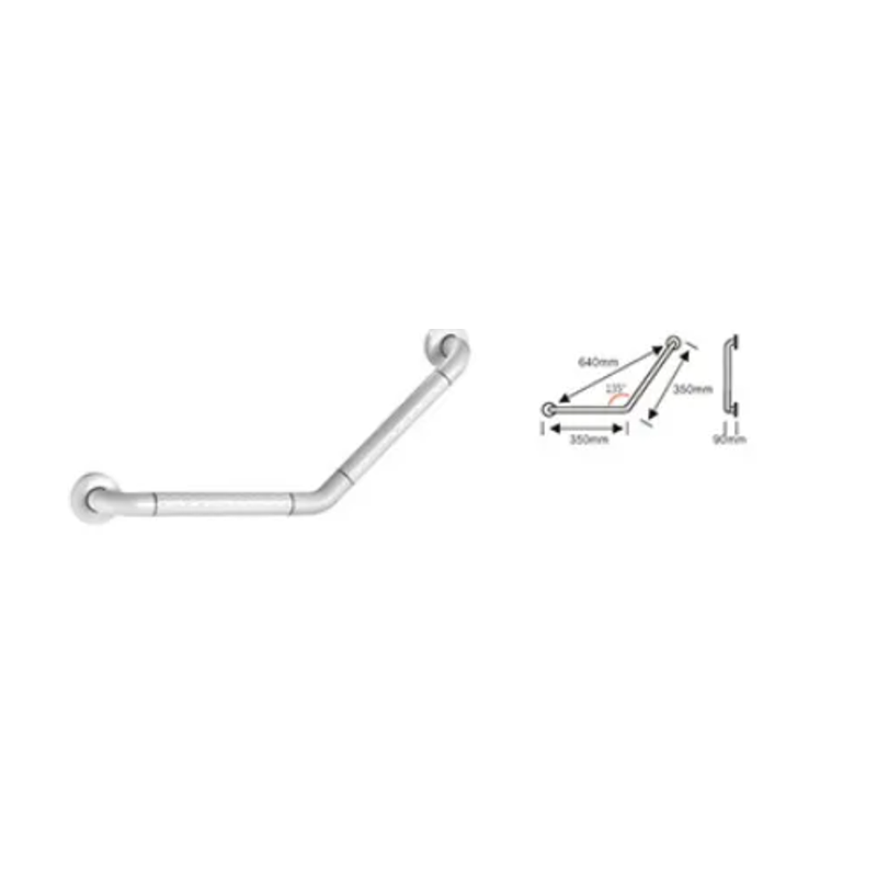 Angled Shower Grab Bar for Seniors Knurled ABS Handicap Grab Bars for Wall