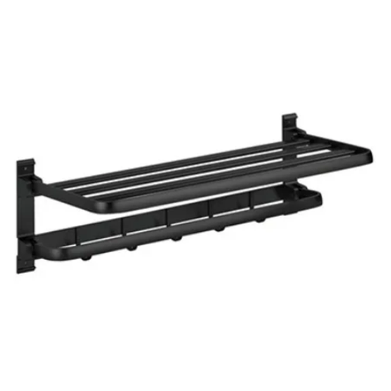 Towel Racks with Towel Bar Foldable Towel Holder with 5 Hooks