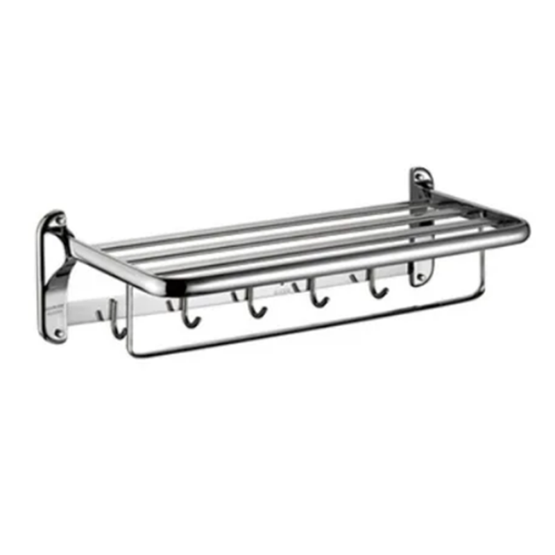 Towel Rack with a Double Towel bar and 5 Hooks