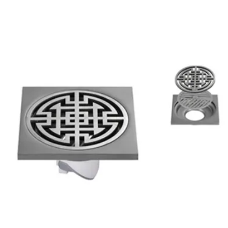 Square Shower Floor Drain Grille with Removable Cover