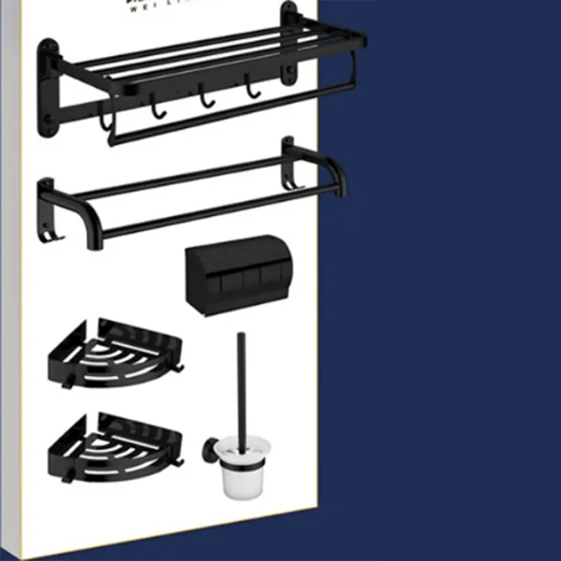 A set of bathroom hardware hanging accessories and a bathroom storage rack for the toilet